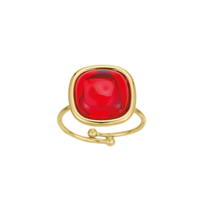 Bague Ajar rouge acier doré or Bague Femme - Bijoux et accessoires pas chers pour femme Luzaka Ref.68778