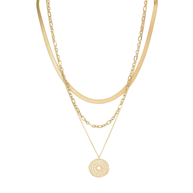 Multi rangs Azul acier doré or Collier - Pendentif Femme Multi rangs- Bijoux et accessoires pas chers pour femme Luzaka Ref.68914