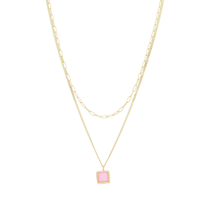 Multi rangs Lecarré Quartz rose Collier - Pendentif Femme Multi rangs- Bijoux et accessoires pas chers pour femme Luzaka Ref.69171