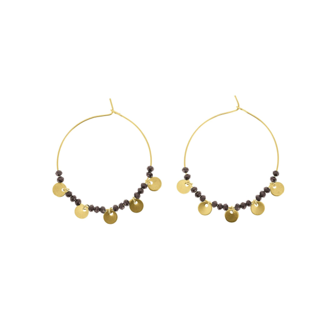 Boucles Ava noire Boucles d'oreilles Femme Rondes - Créoles- Bijoux et accessoires pas chers pour femme Luzaka Ref.70277