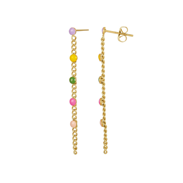 Boucles Ronds multicolores doré or Boucles d'oreilles Femme Longues - Pendantes- Bijoux et accessoires pas chers pour femme Luzaka Ref.70963