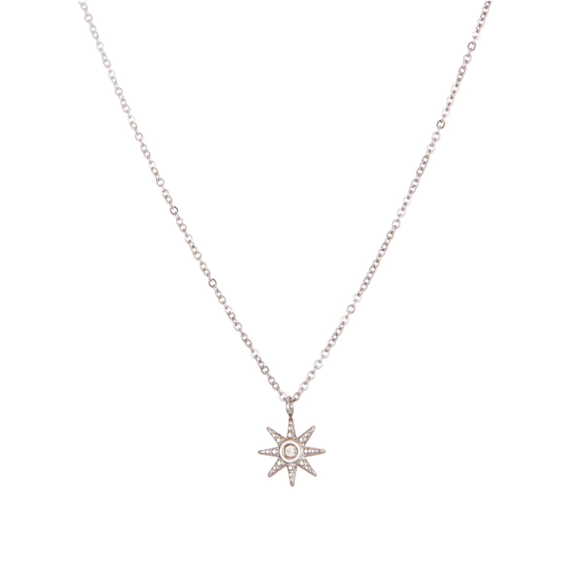 Collier Soleil acier argenté Collier - Pendentif Femme Collier - Pendentif- Bijoux et accessoires pas chers pour femme Luzaka Ref.71113