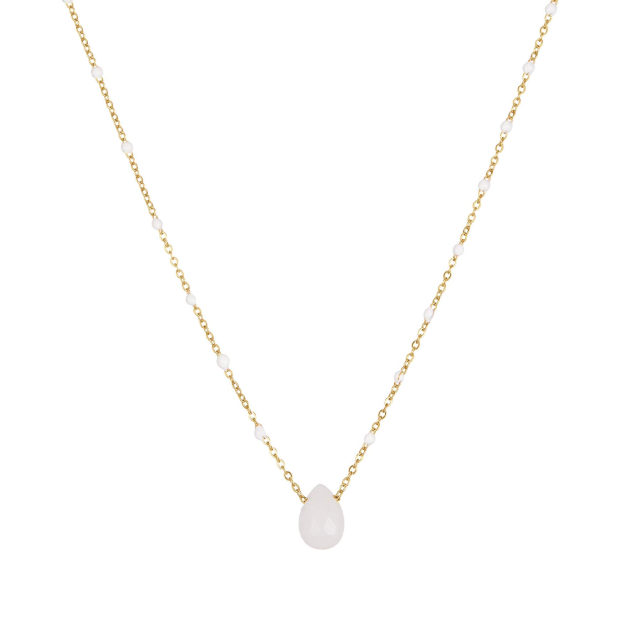 Collier goutte d'eau Jade blanc Collier - Pendentif Femme Collier - Pendentif- Bijoux et accessoires pas chers pour femme Luzaka Ref.71137