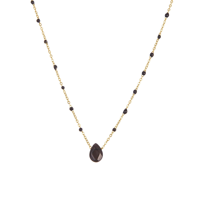 Collier goutte d'eau Agate noire Collier - Pendentif Femme Collier - Pendentif- Bijoux et accessoires pas chers pour femme Luzaka Ref.71151