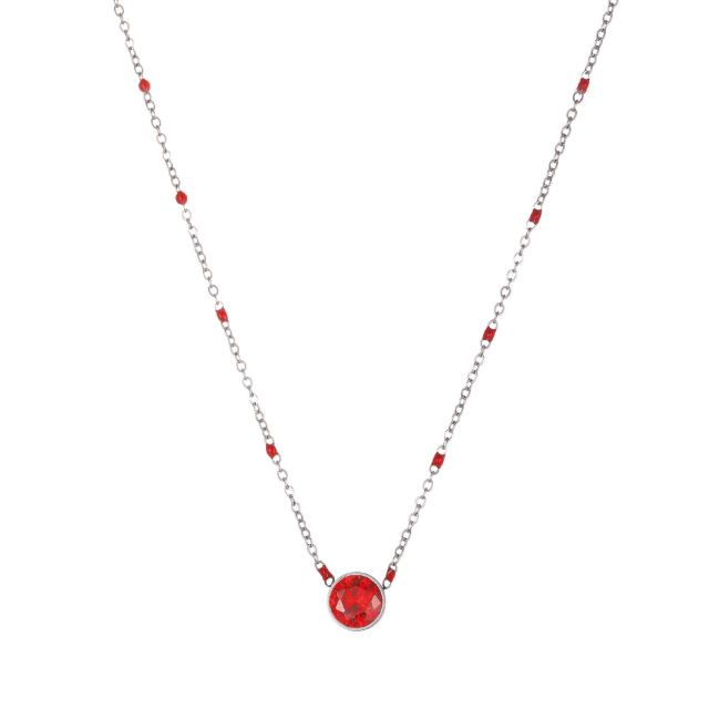 Collier acier Luz zircon rouge Collier - Pendentif Femme Collier - Pendentif- Bijoux et accessoires pas chers pour femme Luzaka Ref.71243
