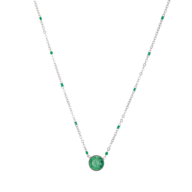 Collier acier Luz zircon vert Collier - Pendentif Femme Collier - Pendentif- Bijoux et accessoires pas chers pour femme Luzaka Ref.71250