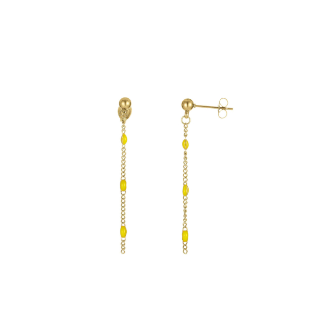 Boucles Rosaires jaune acier doré or Boucles d'oreilles Femme Longues - Pendantes- Bijoux et accessoires pas chers pour femme Luzaka Ref.71328