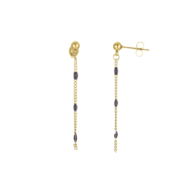 Boucles Rosaire noire doré or Boucles d'oreilles Femme Longues - Pendantes- Bijoux et accessoires pas chers pour femme Luzaka Ref.71380