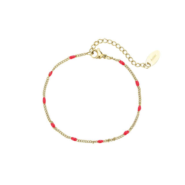 Bracelet Rosaire rouge acier doré or Bracelet Femme Chaine - Cordon- Bijoux et accessoires pas chers pour femme Luzaka Ref.71403