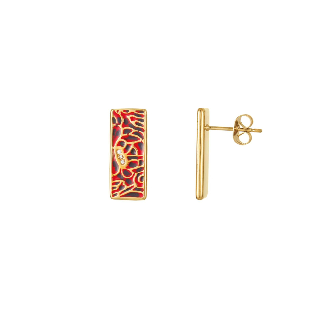 Boucles Artiste rouge doré or Boucles d'oreilles Femme Courtes - Puces- Bijoux et accessoires pas chers pour femme Luzaka Ref.71595