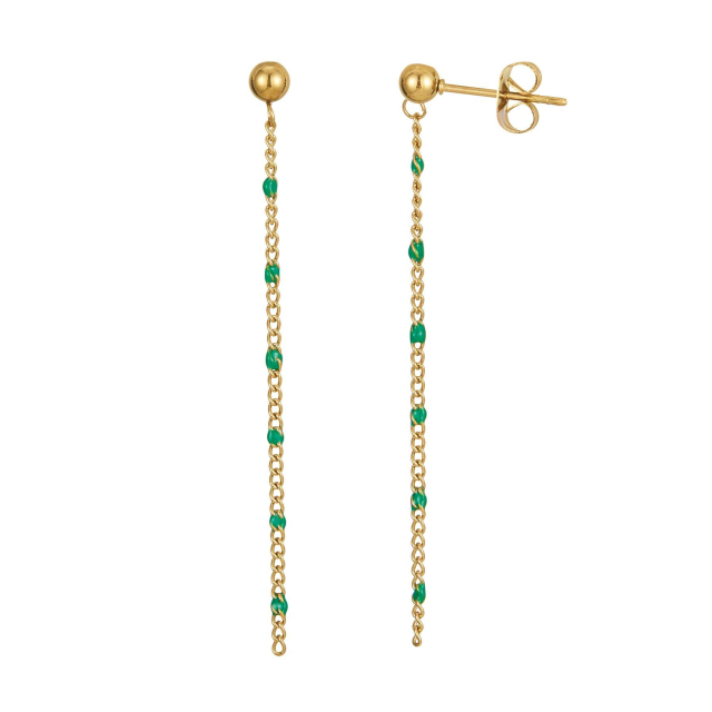 Boucles chaines perles vertes Boucles d'oreilles Femme Longues - Pendantes- Bijoux et accessoires pas chers pour femme Luzaka Ref.71885