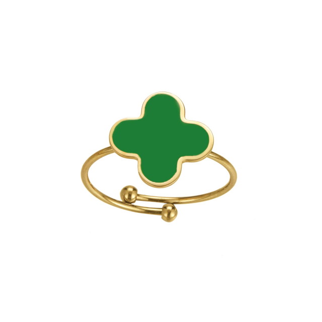 Bague Trefle verte dorée or Bague Femme - Bijoux et accessoires pas chers pour femme Luzaka Ref.71892