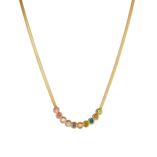 Collier zircons multicolores Collier - Pendentif Femme Collier - Pendentif- Bijoux et accessoires pas chers pour femme Luzaka Ref.72004