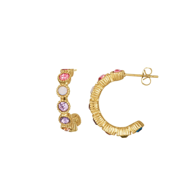 Boucles Créoles zircons multicolores Boucles d'oreilles Femme Rondes - Créoles- Bijoux et accessoires pas chers pour femme Luzaka Ref.72011