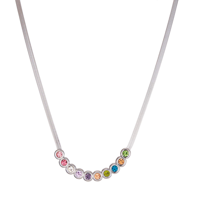 Collier acier zircons multicolores Collier - Pendentif Femme Collier - Pendentif- Bijoux et accessoires pas chers pour femme Luzaka Ref.72028