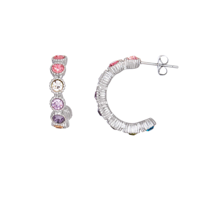 Boucles acier zircons multi Boucles d'oreilles Femme Rondes - Créoles- Bijoux et accessoires pas chers pour femme Luzaka Ref.72035