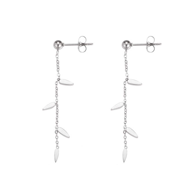 Boucles Plumes acier Boucles d'oreilles Femme Longues - Pendantes- Bijoux et accessoires pas chers pour femme Luzaka Ref.72110