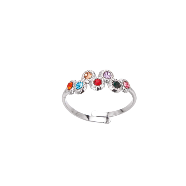 Bague zircons multicolores acier Bague Femme - Bijoux et accessoires pas chers pour femme Luzaka Ref.72356