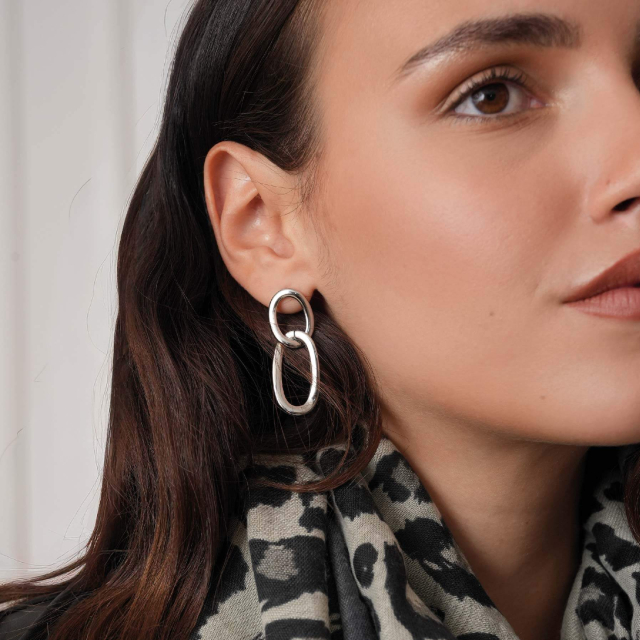 Boucles Maillons acier Boucles d'oreilles Femme Longues - Pendantes- Bijoux et accessoires pas chers pour femme Luzaka Ref.72417