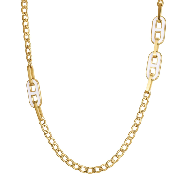 Collier Maillons blancs acier doré or Collier - Pendentif Femme Collier - Pendentif- Bijoux et accessoires pas chers pour femme Luzaka Ref.72578