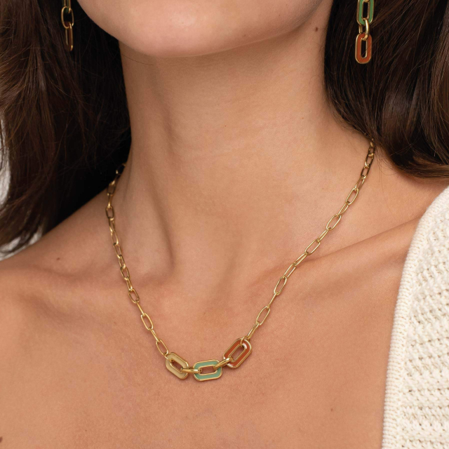 Collier Maillons multicolores  acier doré or Collier - Pendentif Femme Collier - Pendentif- Bijoux et accessoires pas chers pour femme Luzaka Ref.72592