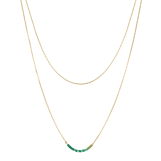 Multi rangs vert acier doré or Collier - Pendentif Femme Multi rangs- Bijoux et accessoires pas chers pour femme Luzaka Ref.72714