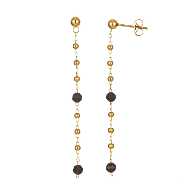Boucles Rosaire Obsidienne Boucles d'oreilles Femme Longues - Pendantes- Bijoux et accessoires pas chers pour femme Luzaka Ref.72837