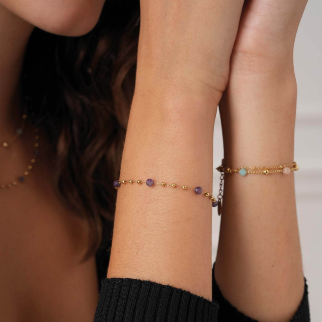 Large choix de Bracelet  de bijoux en acier, de montres et de sacs à main sur luzaka.com. Bracelet Rosaire pierres Améthyste - Réf : 72882