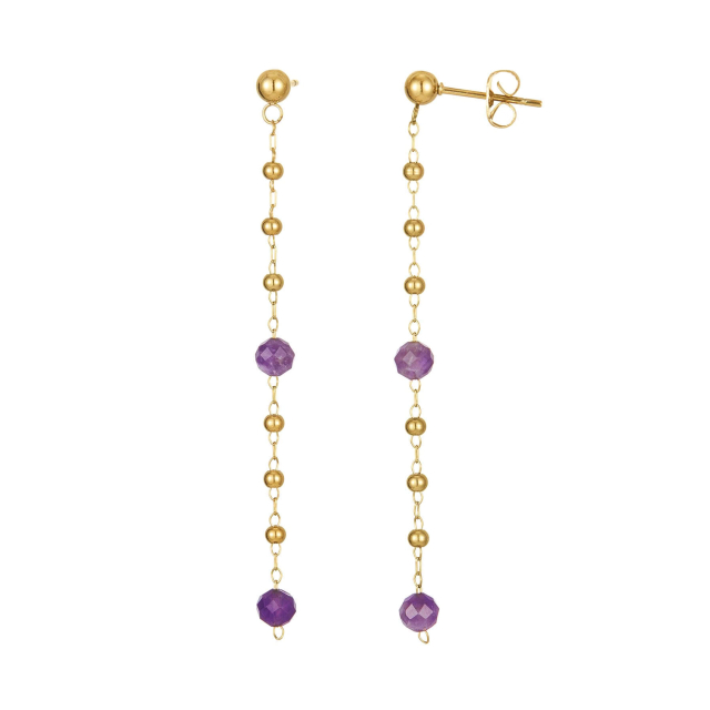 Boucles Rosaire Améthyste Boucles d'oreilles Femme Longues - Pendantes- Bijoux et accessoires pas chers pour femme Luzaka Ref.72899