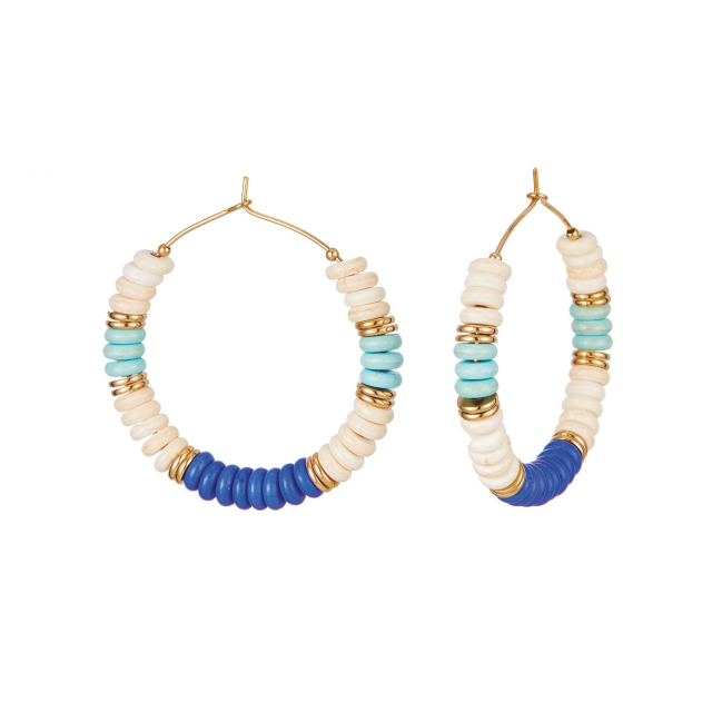 Boucles Tahora pierres bleues Boucles d'oreilles Femme Rondes - Créoles- Bijoux et accessoires pas chers pour femme Luzaka Ref.72929
