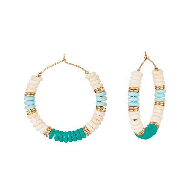 Boucles Tahora pierres vertes Boucles d'oreilles Femme Rondes - Créoles- Bijoux et accessoires pas chers pour femme Luzaka Ref.72950