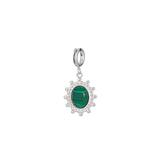 Charm Camée Malachite acier Charm Femme - Bijoux et accessoires pas chers pour femme Luzaka Ref.73162