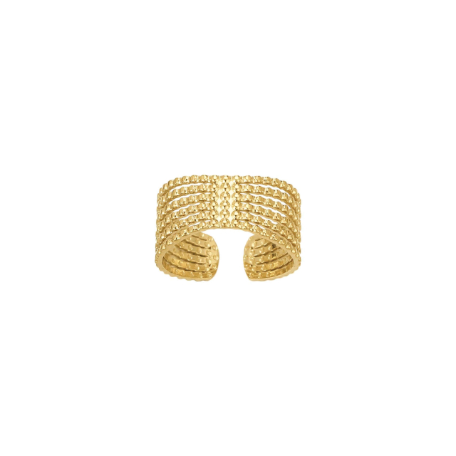 Bague Perles acier doré or Bague Femme - Bijoux et accessoires pas chers pour femme Luzaka Ref.73414