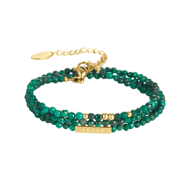Bracelet Amour 3 rangs Pierres Malachite: Trouver les plus beaux bijoux femme de la saison
