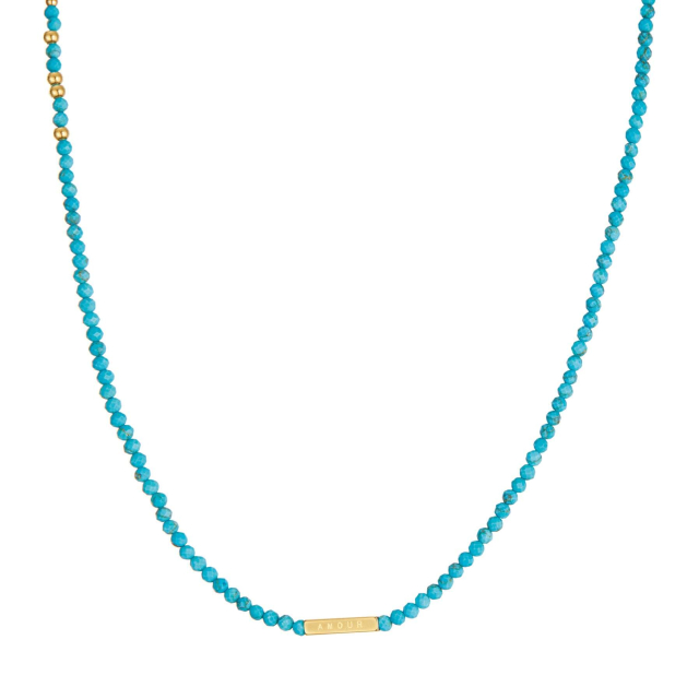 Collier Amour Howlite bleu Collier - Pendentif Femme Collier - Pendentif- Bijoux et accessoires pas chers pour femme Luzaka Ref.73476