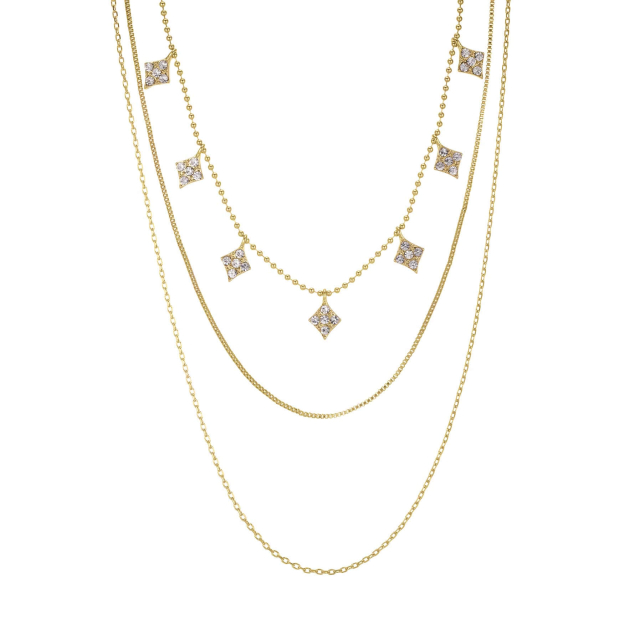 Multi rangs Losanges doré Collier - Pendentif Femme Multi rangs- Bijoux et accessoires pas chers pour femme Luzaka Ref.73568