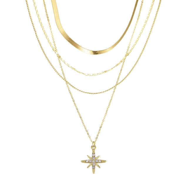 Multi rangs Etoile doré Collier - Pendentif Femme Multi rangs- Bijoux et accessoires pas chers pour femme Luzaka Ref.73643