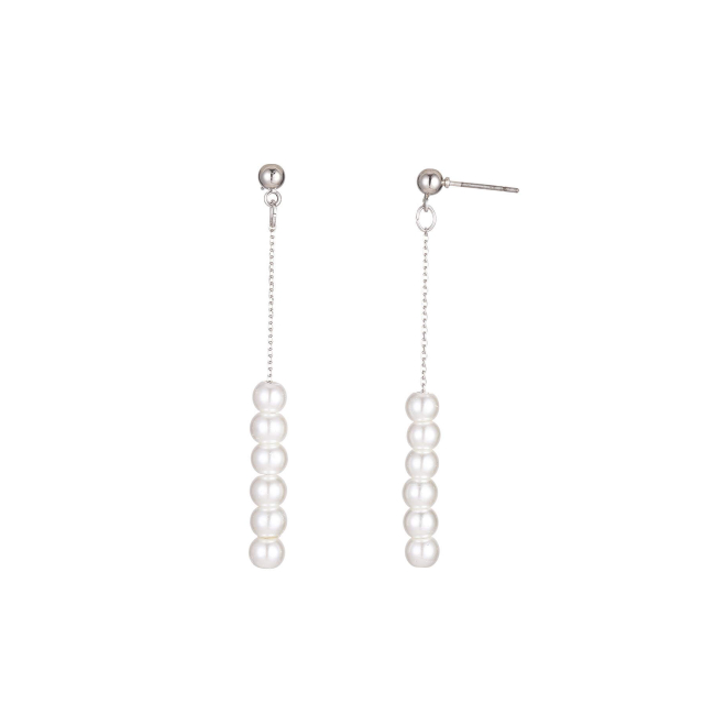 Boucles Perlines argentées Boucles d'oreilles Femme Longues - Pendantes- Bijoux et accessoires pas chers pour femme Luzaka Ref.73735