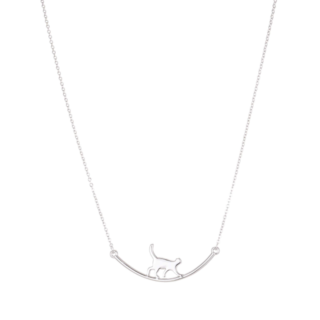 Collier Chat perché argenté Collier - Pendentif Femme Collier - Pendentif- Bijoux et accessoires pas chers pour femme Luzaka Ref.73803