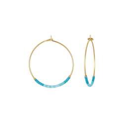 Créoles Fantaisie Perle Bleue 4 Cm – Boucles D'oreilles Faites Main En Acier Inox