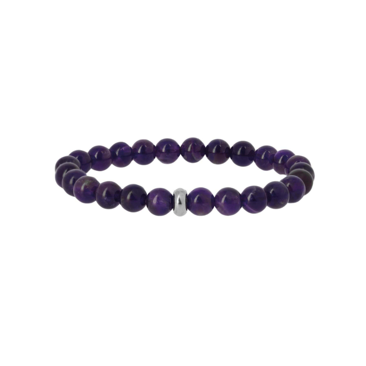 Bracelet Homme pierres Améthyste 8mn