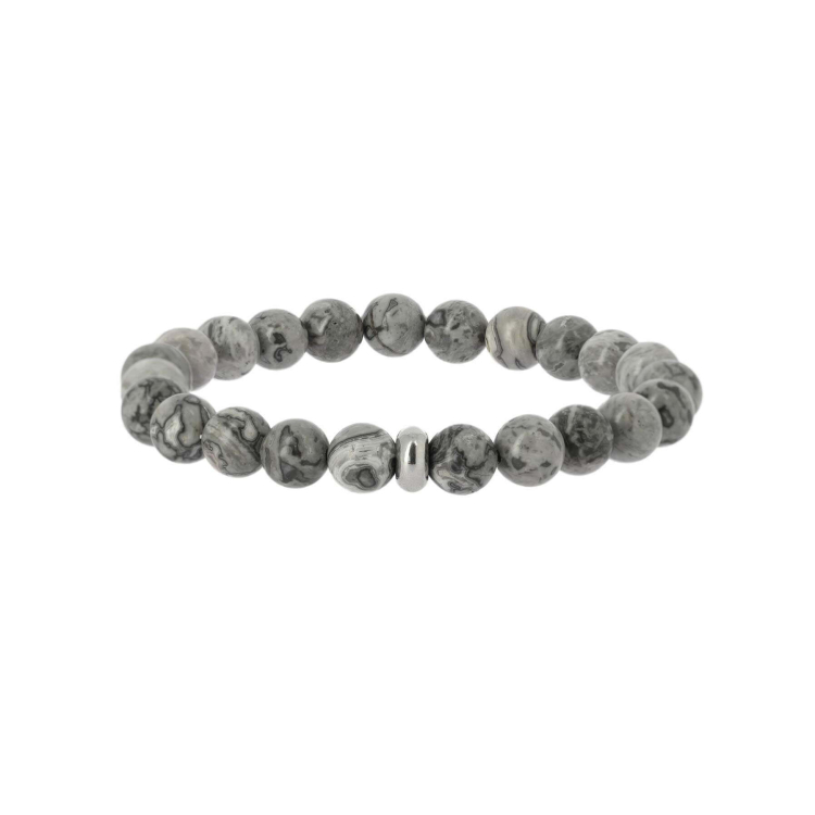 Bracelet Homme Pierre Agate grise 8mn