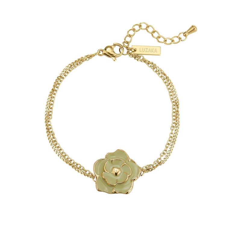 Large choix de Bracelet  de bijoux en acier, de montres et de sacs à main sur luzaka.com. Bracelet Eden vert acier doré or - Réf : 11167