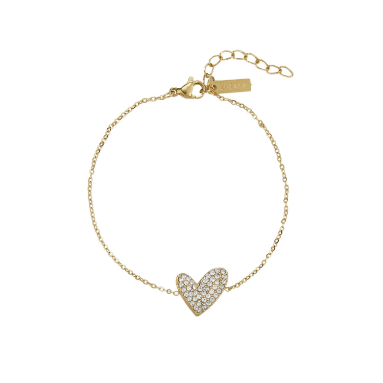 Large choix de Bracelet  de bijoux en acier, de montres et de sacs à main sur luzaka.com. Bracelet Emmy acier doré or strass - Réf : 11352