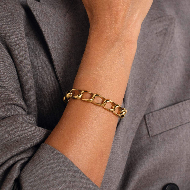 Large choix de Bracelet  de bijoux en acier, de montres et de sacs à main sur luzaka.com. Bracelet Albane acier doré or  - Réf : 11398