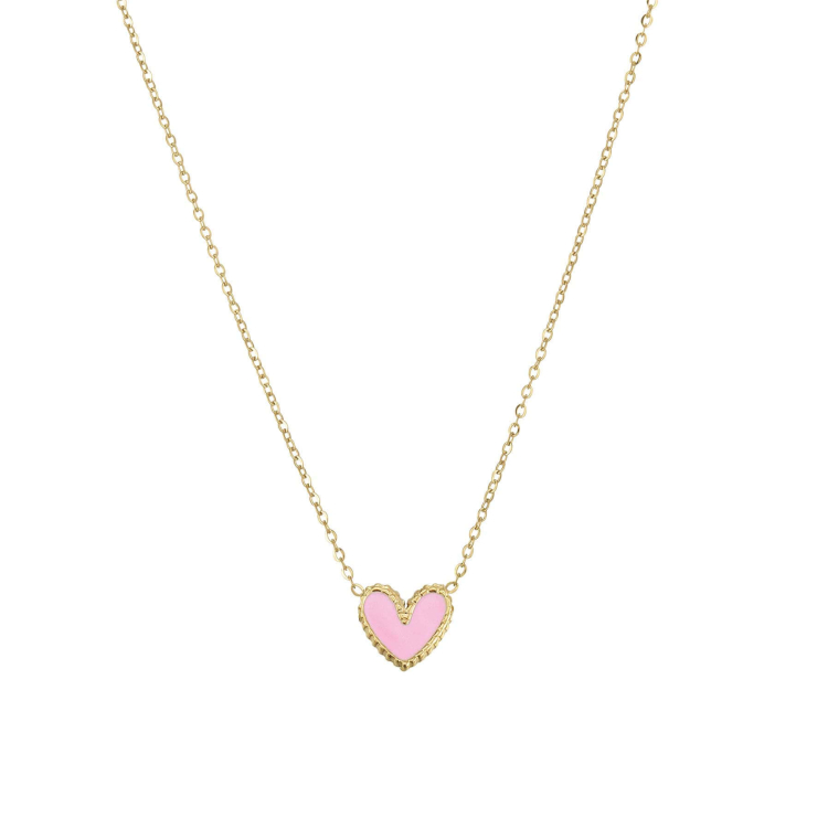 Large choix de Collier - Pendentif  de bijoux en acier, de montres et de sacs à main sur luzaka.com. Collier Lolly rose acier doré or - Réf : 11570