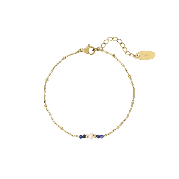 Large choix de Bracelet  de bijoux en acier, de montres et de sacs à main sur luzaka.com. Bracelet Nata pierres et nacre acier doré or - Réf : 10767