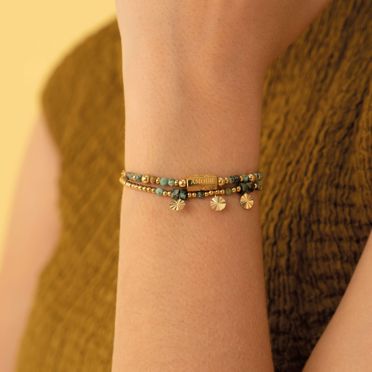 bracelet acier doré or pin africain
