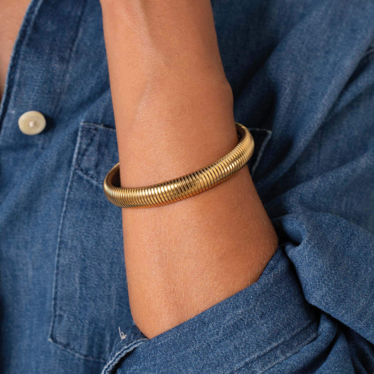 Bracelet jonc acier doré or