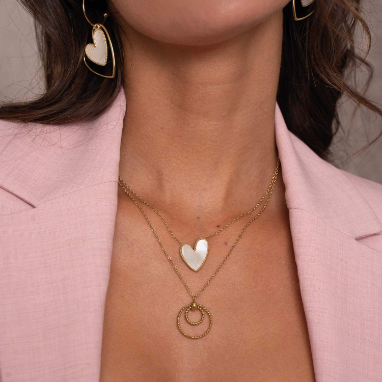 Collier ronds acier doré or 